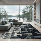 Cool Geometric Wood Grain Panels Rug