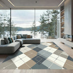 Sophisticated Blue Brown Argyle Geometric Rug