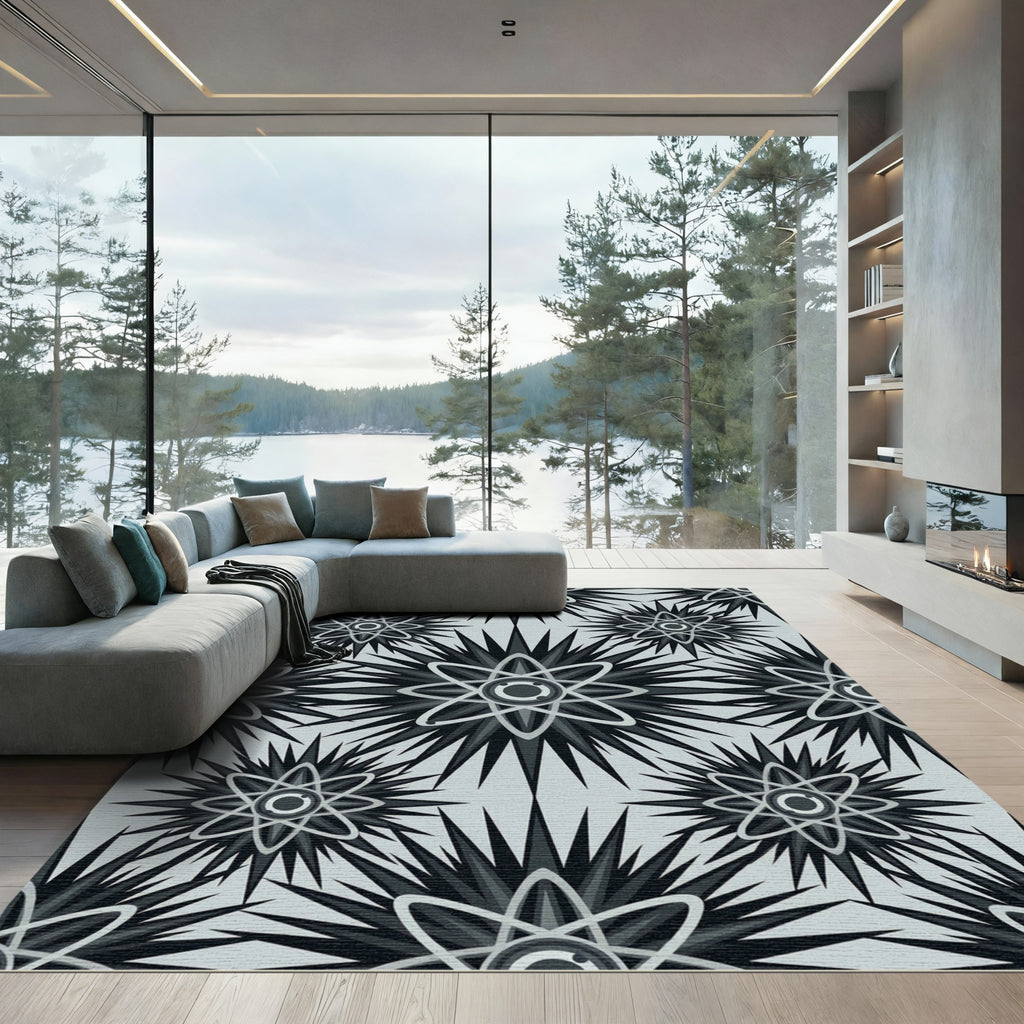 Monochromatic Atom Starburst Spiky Rug