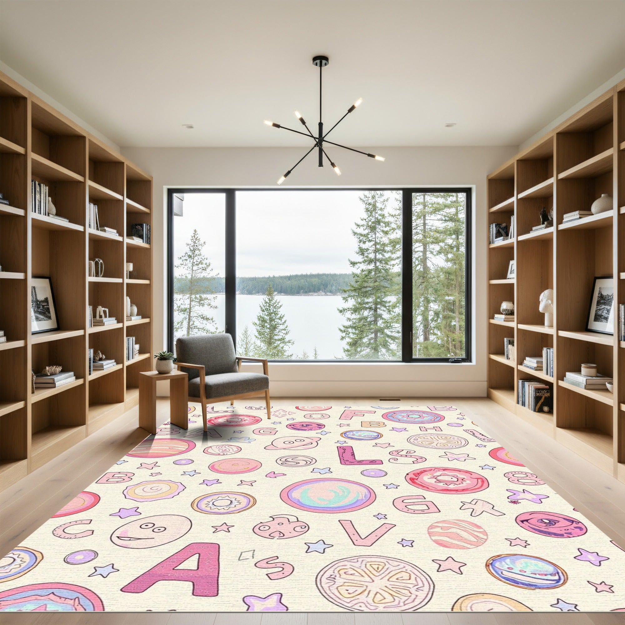 Pastel Alphabet Galaxy Star Composition Rug