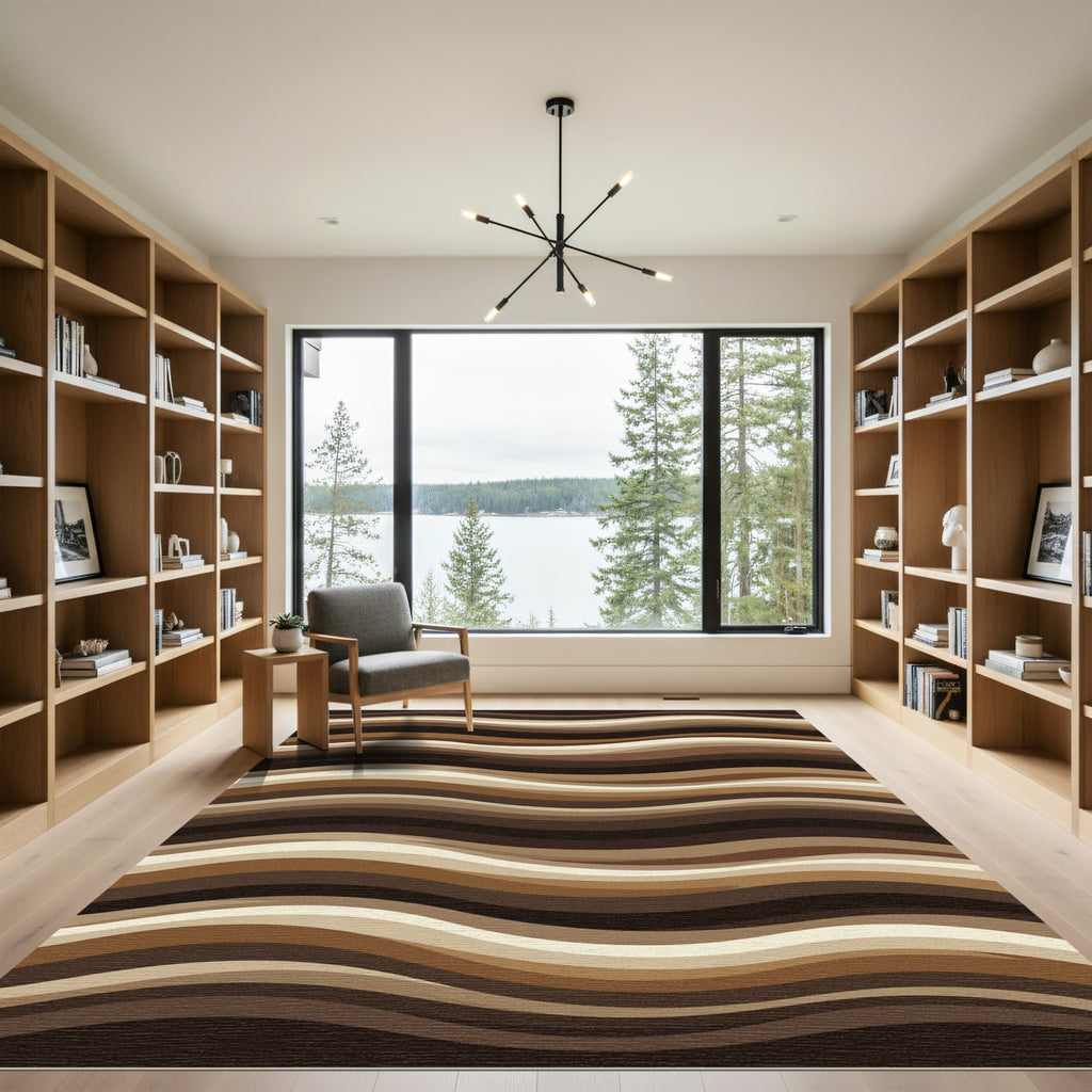 Earthy Tones Layered Wave Rug