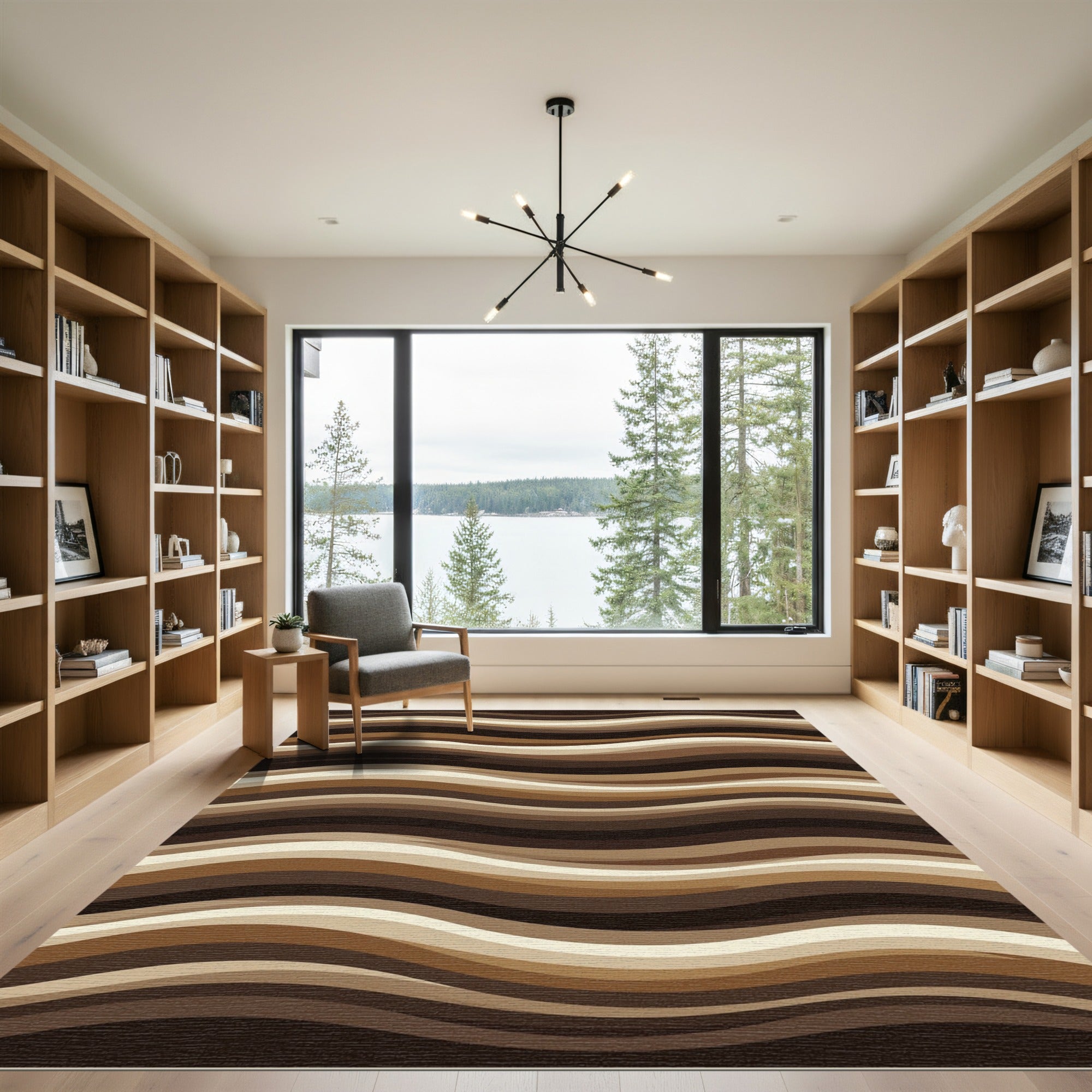 Earthy Tones Layered Wave Rug