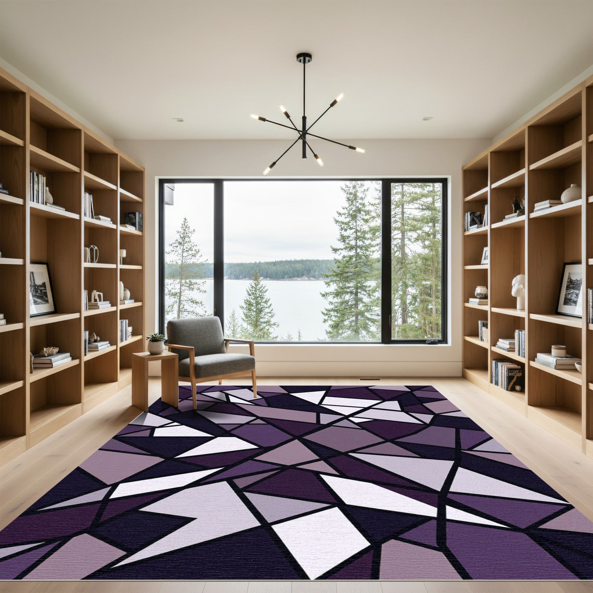 Purple Geometric Fragment Abstract Rug