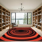 Red Concentric Circles Vortex Tunnel Rug