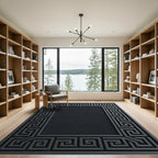 Dark Gray Square Greek Key Rug
