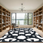 Black Woven Knot Lattice Rug
