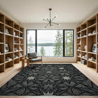Monochrome Geometric Starburst Tile Rug