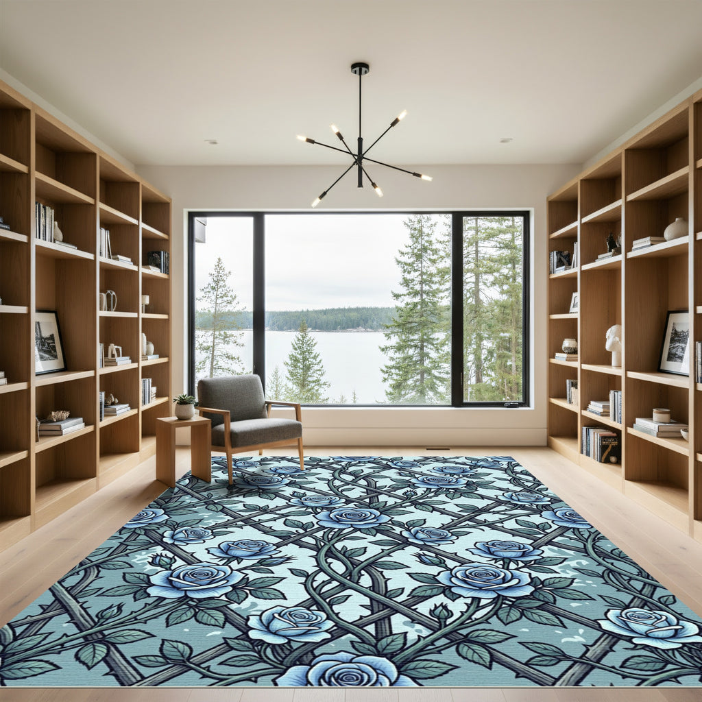 Blue Rose Trellis Botanical Garden Rug