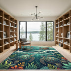 Ethereal Sea Turtle Ocean Wave Art Rug