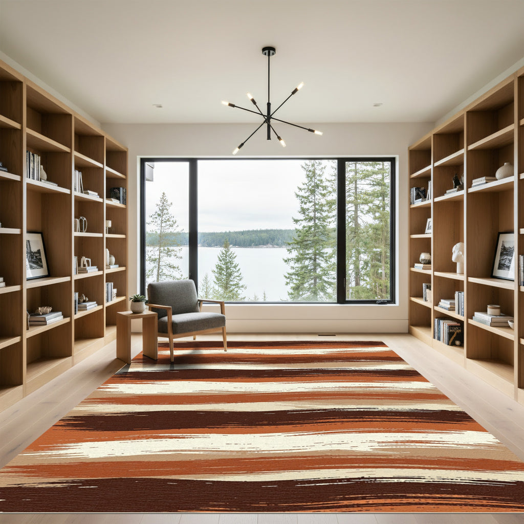 Earthy Tone Brushstroke Stripes Rug