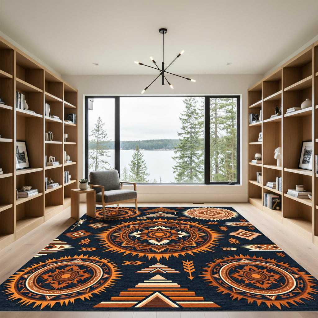 Celestial Sun Aztec Adobe Ornate Rug