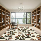 Coral Peach Blossom Branches Rug