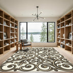 Elegant Brown Scrollwork Filigree Rug