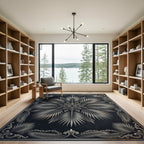 Metallic Silver Palm Leaf Mandala Rug