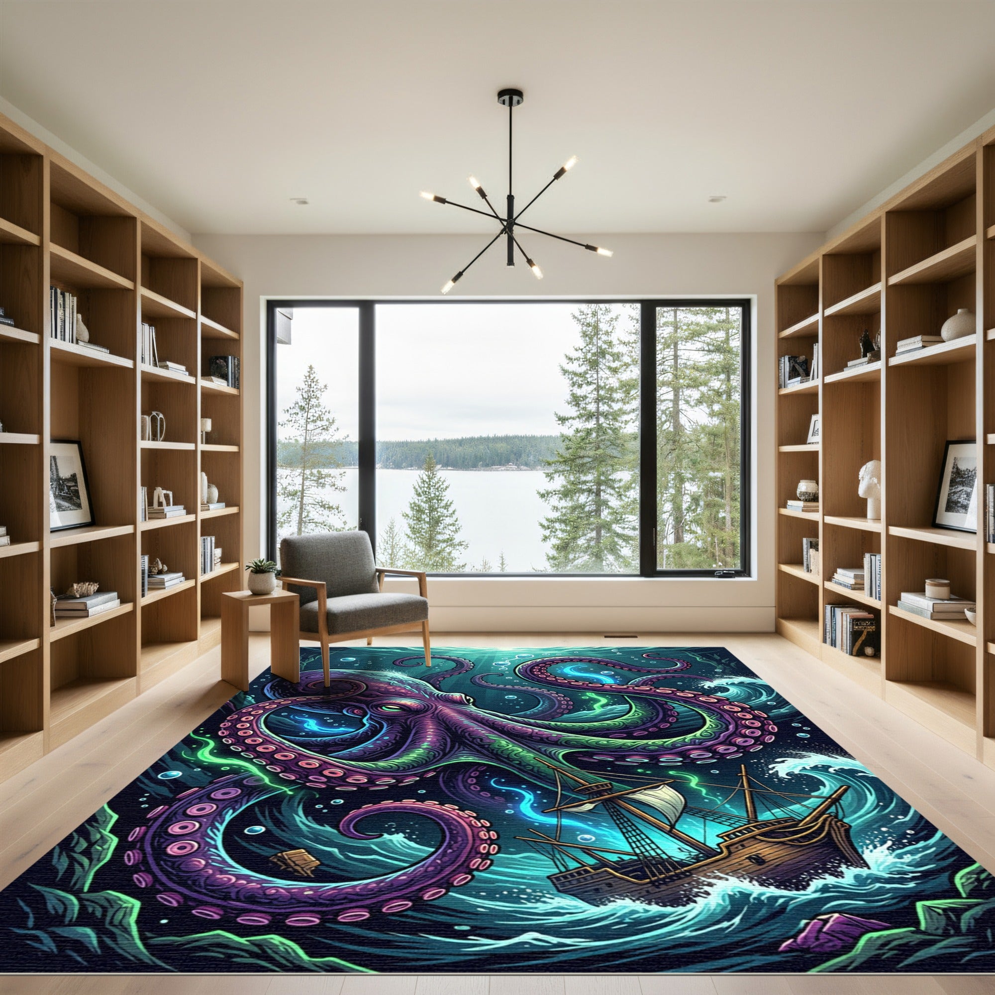 Mystical Deep Sea Kraken Giant Octopus Rug