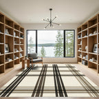 Classic Cream Brown Plaid Grid Rug