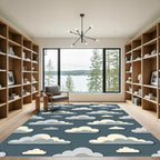 Minimalist Blue and Cream Cloud Rug