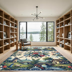 Pastoral Floral Cottage Toile Landscape Rug