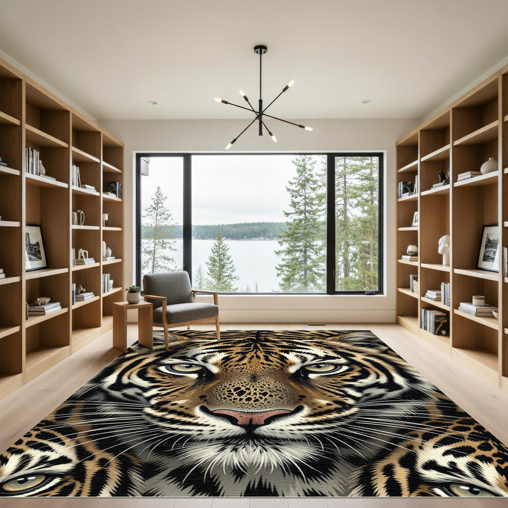 Golden Tiger Face Close Up Rug