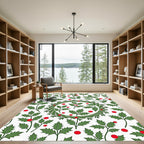Green Holly Berry Wreath Rug