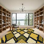 Modern Yellow Polka Dot Diamond Rug