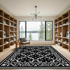 White Graphic Starburst Border Rug