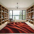 Crimson Silk Fan Waves Rug