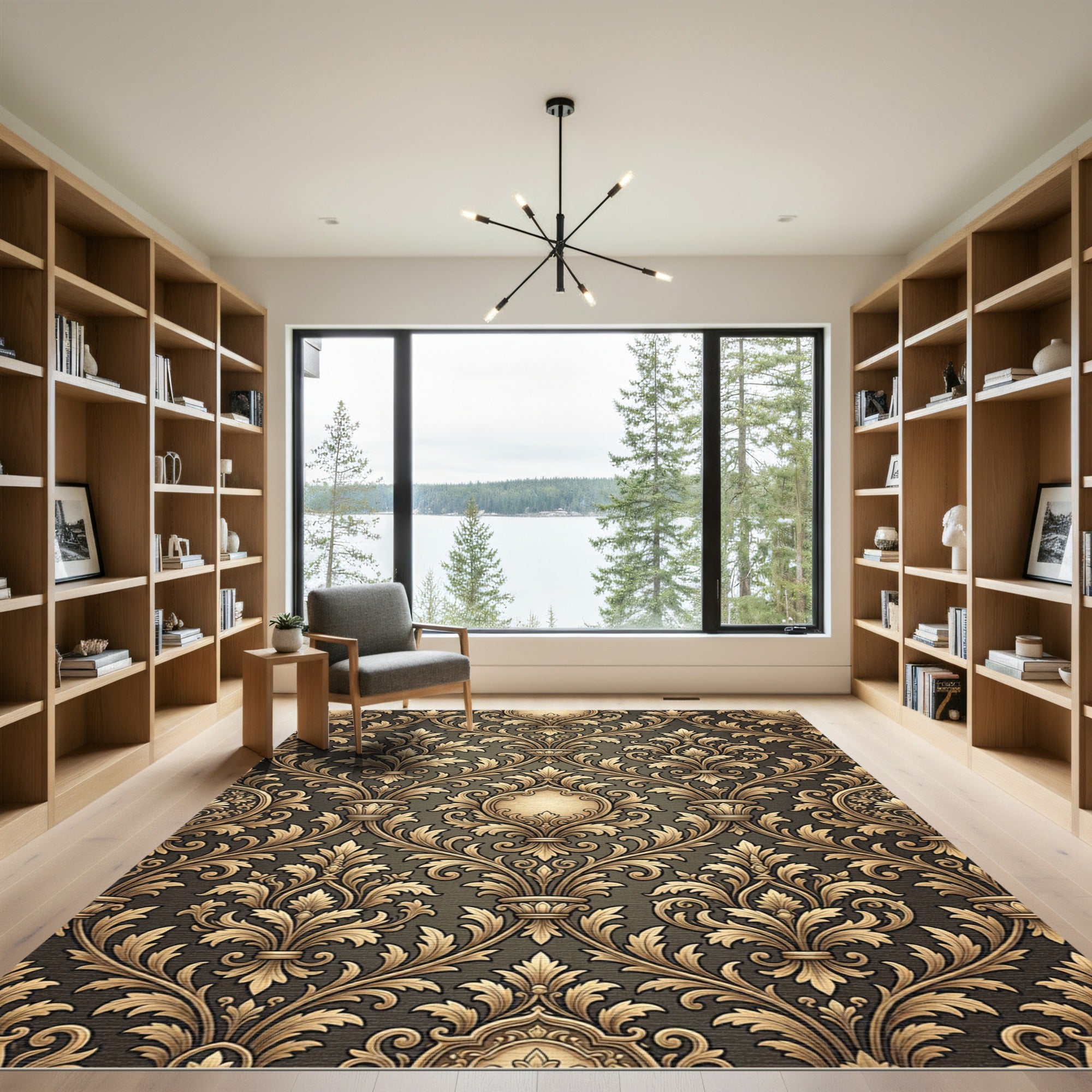 Elaborate Golden Acanthus Scroll Rug