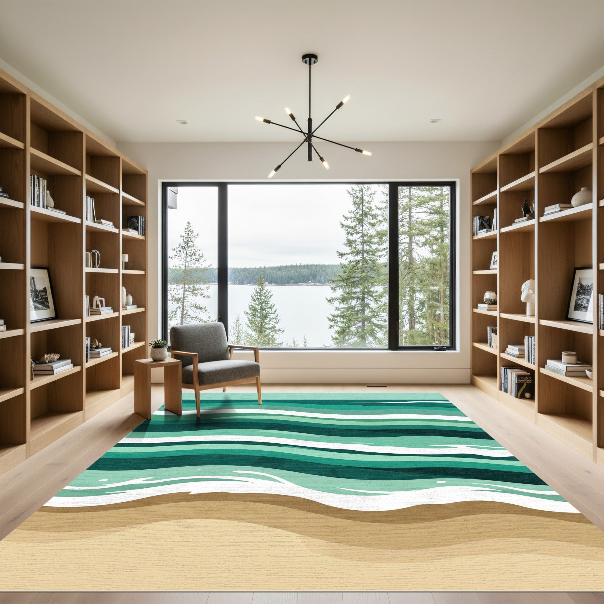 Ocean Wave Abstract Color Block Rug