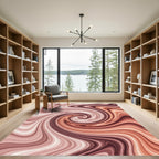 Soft Coral Swirl Abstract Rug