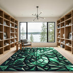 Emerald Faceted Gemstone Geometric Rug