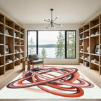 Crimson And Coral Intertwined Rings Rug