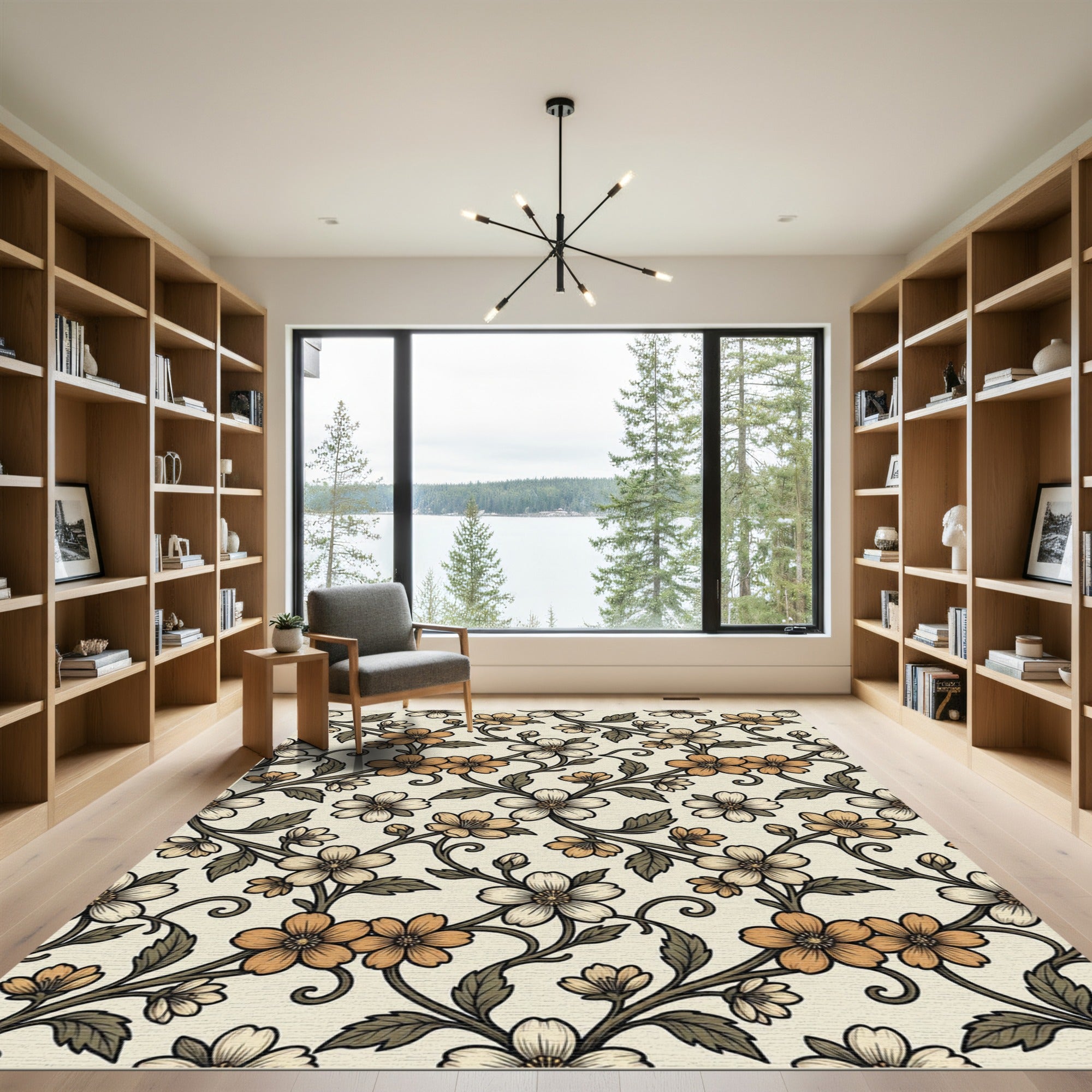 Vintage Floral Vine Cream Rug