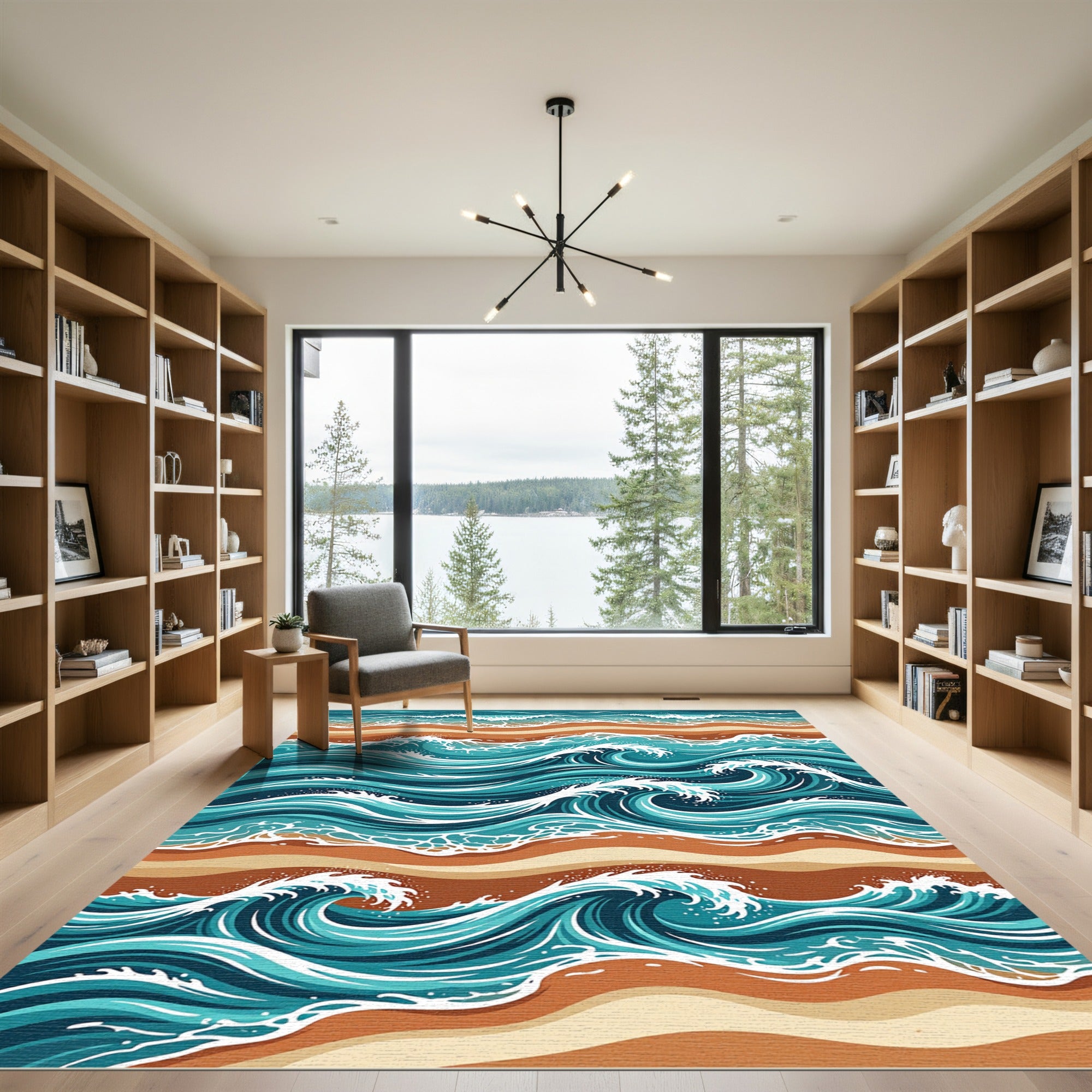 Abstract Oceanic Wave Coastal Shore Rug