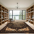 Rustic Bronze Mountain Cabin Medallion Rug