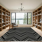 Monochromatic Slate Chevron Lines Rug