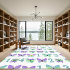 Lavender Butterflies And Teal Numbers Rug