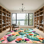 Watercolor Cactus Blossom Pastel Palette Rug