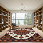 Burnt Orange Geometric Star Tortoise Medallion Rug