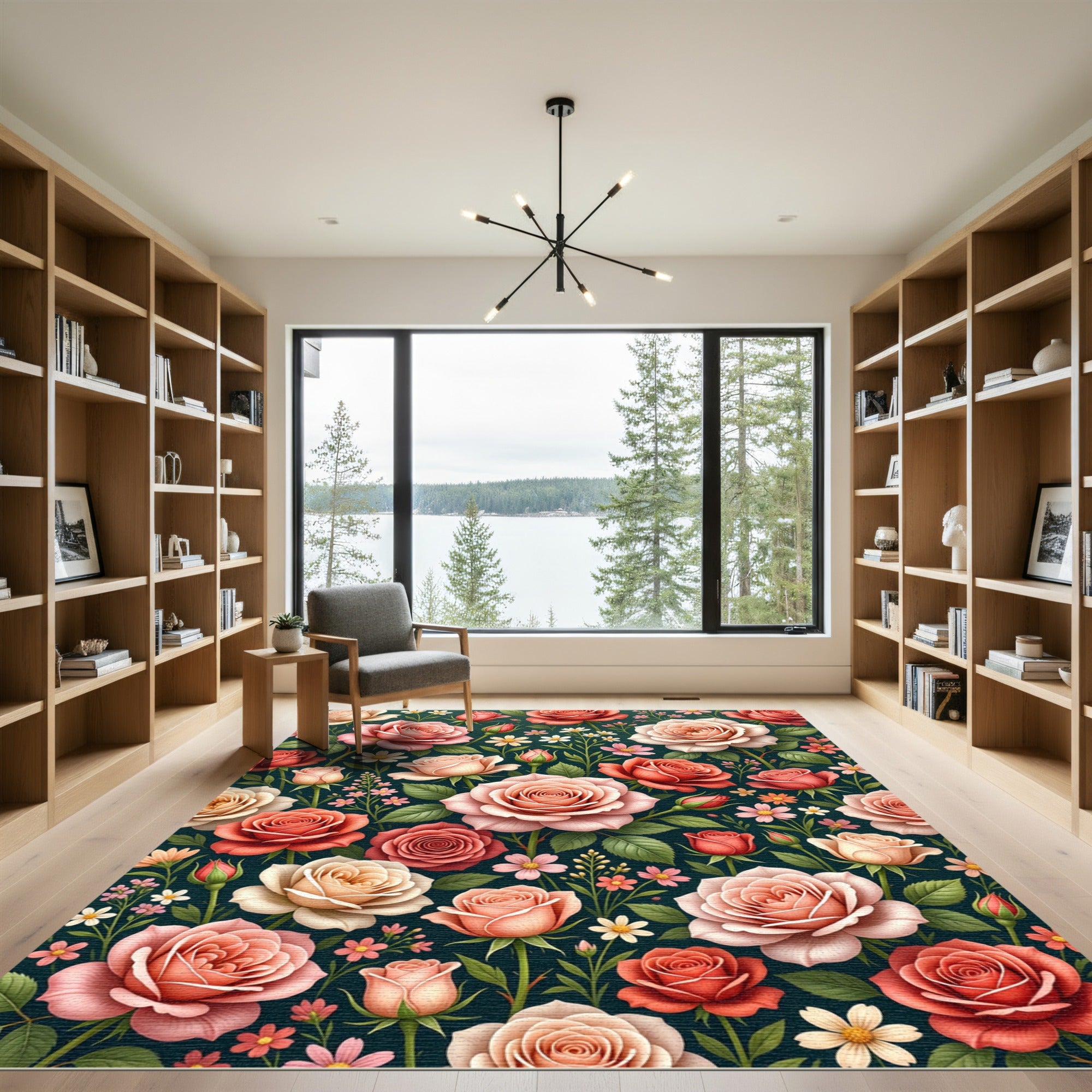 Romantic Blush Pink Floral Rose Medley Rug