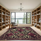 Elegant Crimson Rose Diamond Botanical Rug
