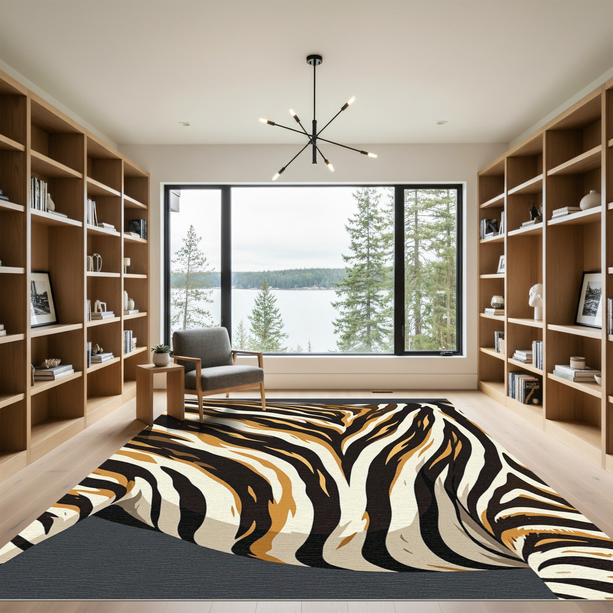 Bold Ochre and Cream Tiger Stripe Rug