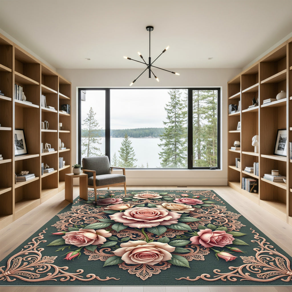 Romantic Rose Lace Medallion Rug