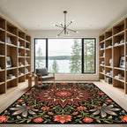 Radiant Coral Botanical Mandala Floral Rug