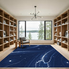 Deep Blue Cosmic Nebula Streaks Rug