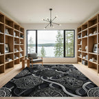Ornate Silver Mandala Interlocking Ribbons Rug