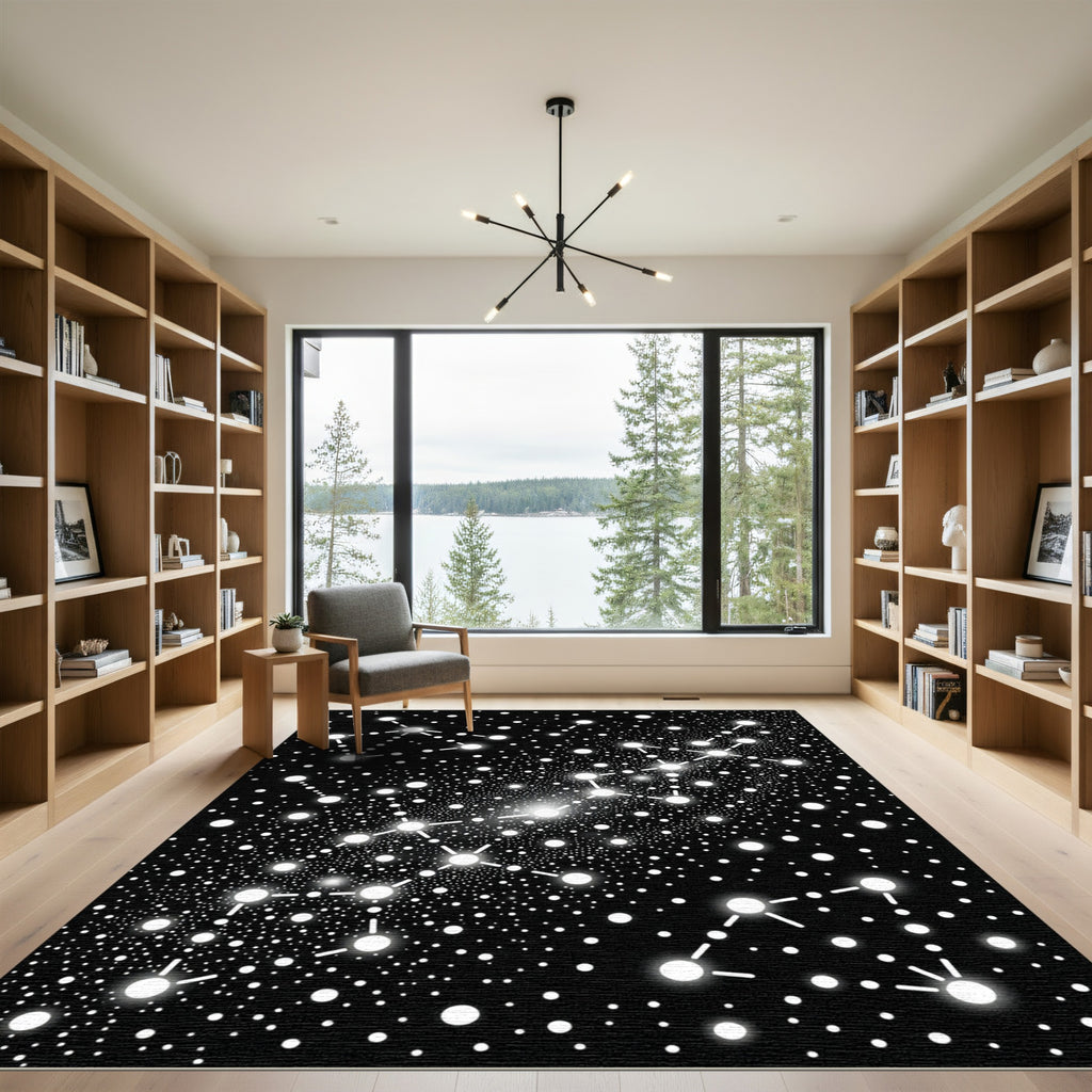 Cosmic White Star Cluster Night Rug