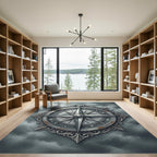 Antique Silver Celestial Compass Medallion Rug
