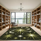 Mid-Century Olive Radiant Starburst Rug