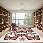 Pink Butterflies and Roses Collage Rug
